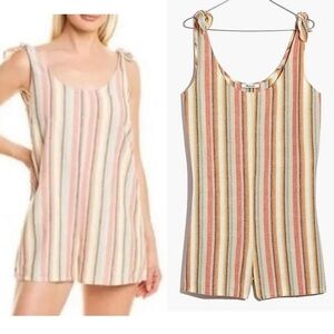 Madewell Tie Strap Cover-Up Romper in Rainbow Stripe